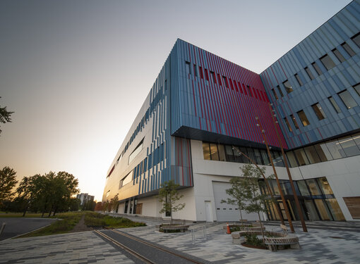 Outside of the Ingenium Centre at sunset