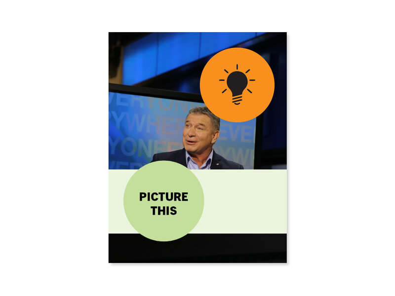 Television screen of a moment during an interview with Rick Hansen, title text says "Picture This"