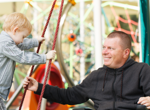 Barrier-free accessible playground for children in built environment